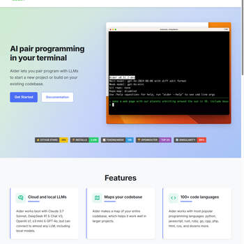 Screenshot von https://aider.chat/
