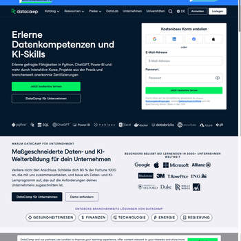 Screenshot von https://www.datacamp.com/de