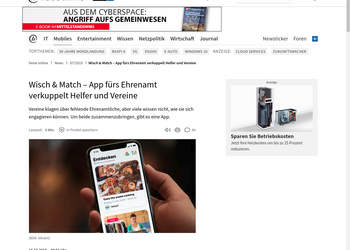 Screenshot von https://www.heise.de/newsticker/meldung/Wisch-Match-App-fuers-Ehrenamt-verkuppelt-Helfer-und-Vereine-4471573.html