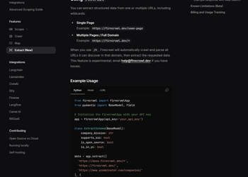 Screenshot von https://docs.firecrawl.dev/features/extract