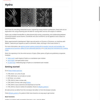 Screenshot von https://github.com/ojack/hydra#Getting-Started