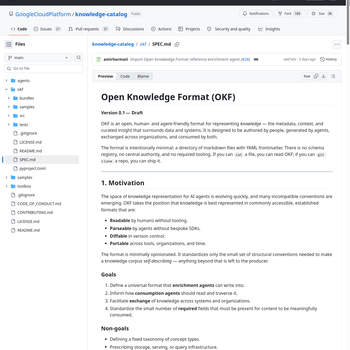 Screenshot von https://github.com/GoogleCloudPlatform/knowledge-catalog/blob/main/okf/SPEC.md