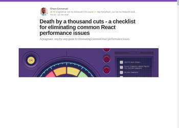 Screenshot von https://logrocket-blog.ghost.io/death-by-a-thousand-cuts-a-checklist-for-eliminating-common-react-performance-issues/
