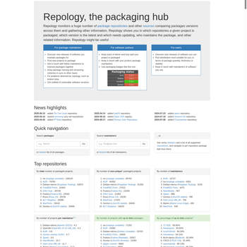 Screenshot von https://repology.org