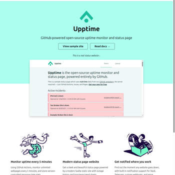 Screenshot von https://upptime.js.org/